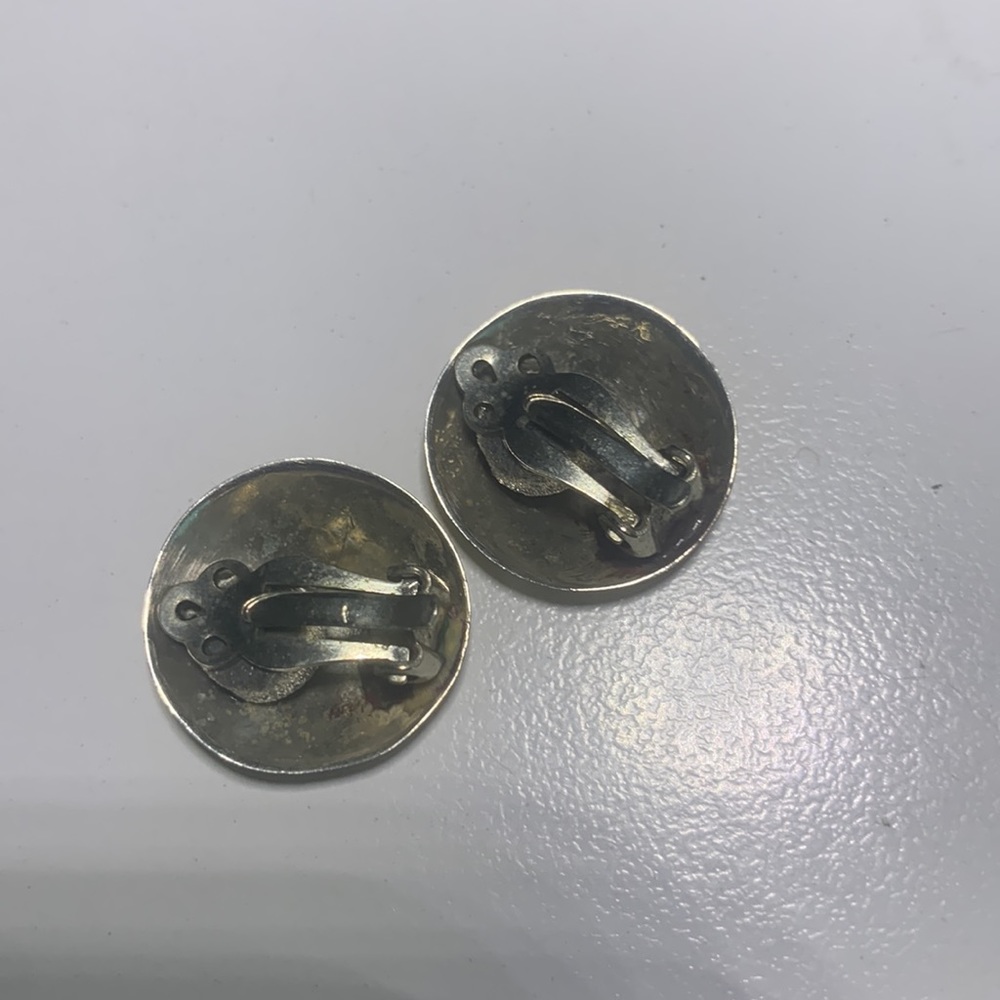 Vintage signed sterling small sterling silver round 0.5” clip on earrings - Picture 7 of 8
